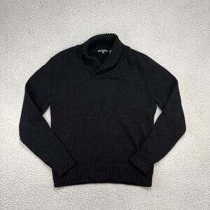 Vince Cashmere Blend Sweater Alpaca Wool Pullover Black Womens L Mock V-Neck